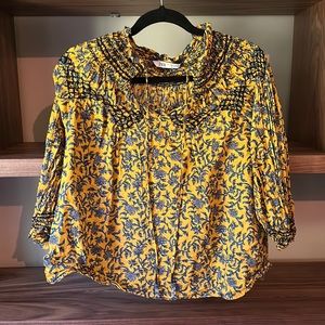 Zara Flower Printed Cotton Blouse